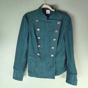 CAbi Womens Medium Lennon Jacket Double Breasted Military‎ Style Corduroy Green